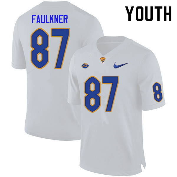 Youth #87 Trevor Faulkner Pitt Panthers College Football Jerseys Sale-White